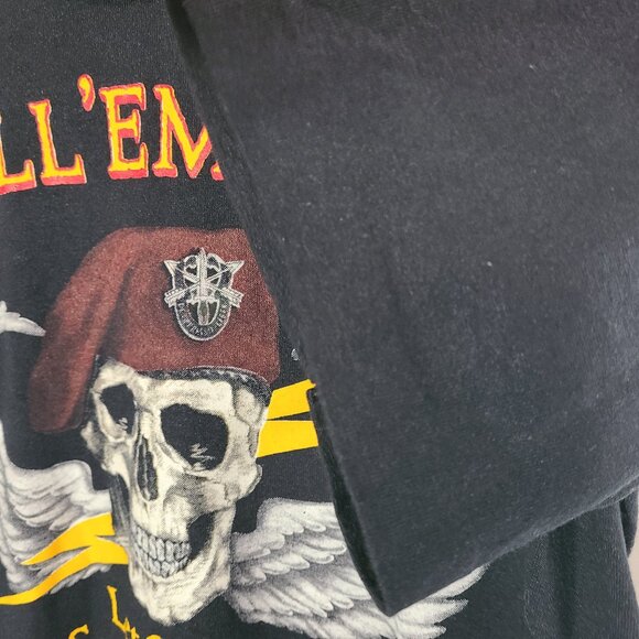 Vintage 1986 "Kill 'Em All Let God Sort 'Em Out" Skull Wings Medium Tee Made/USA - Picture 5 of 6